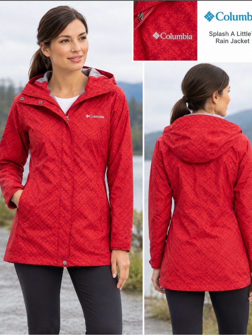 Columbia Red Hooded Trench Coat